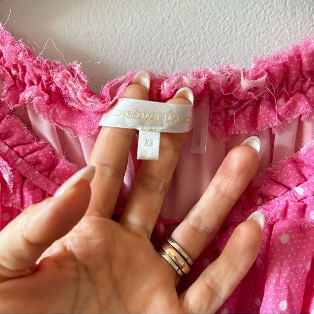 LoveShackFancy Popover Dress in Hot Pink Cherry - Picture 5 of 7